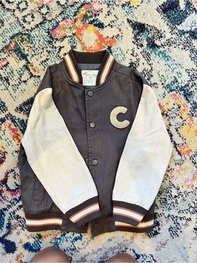 Rylee + Cru Two-Tone Varsity Jacket - Brown & Cream